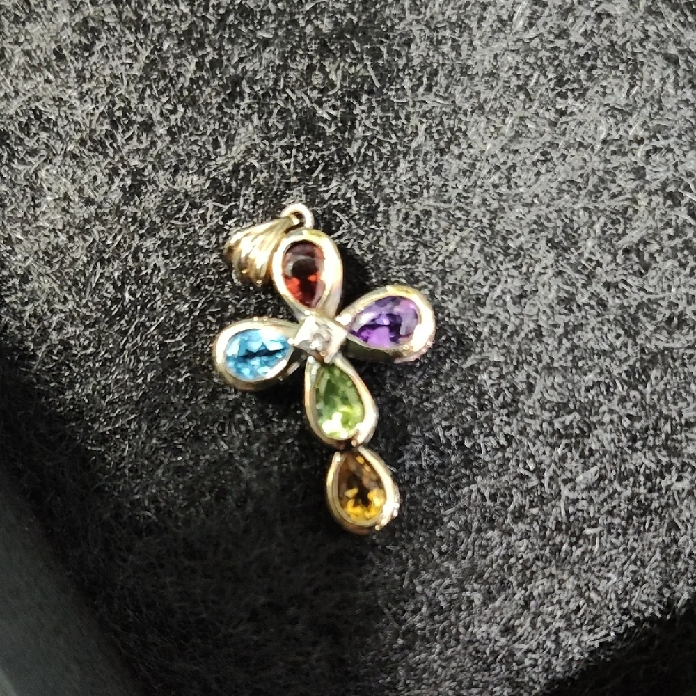 Elegant Multi-Gem Vintage Necklace Pendant - Picture 2 of 4